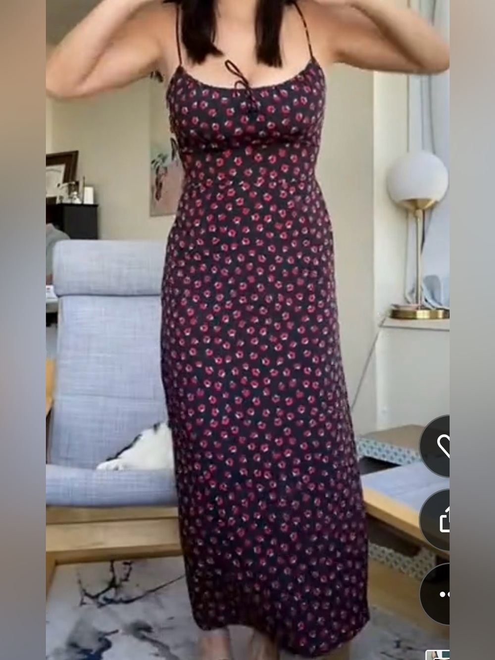 Womens Rose Patterned Black Dress